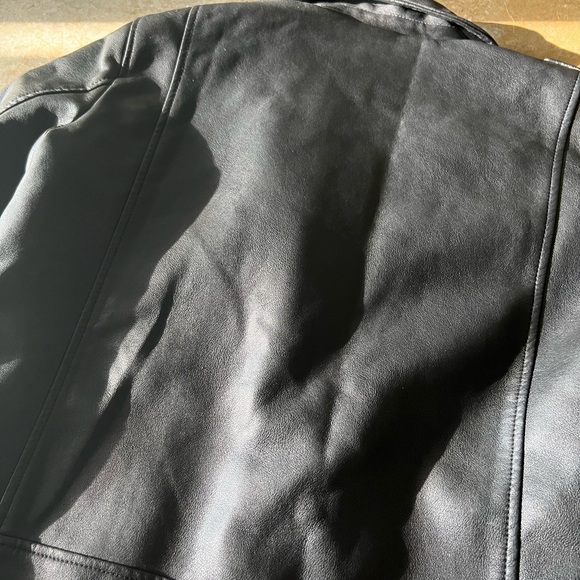 Mango faux leather moto jacket w/ pink satin lining - Picture 10 of 10